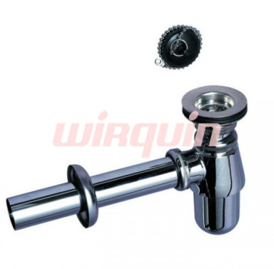 Сифон бутылочный SL213, отвод  с розеткой, латунь хром.