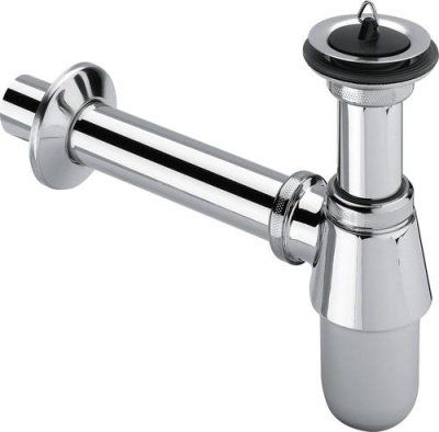 Сифон для раковины (латунь), с пробкой, 1 14 x 32, хром, разъёмная чашка выпуска 366681