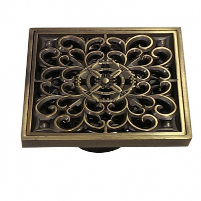 Трап 100х100 под старую бронзу с декором вертикальный с сухим затвором воды 00031