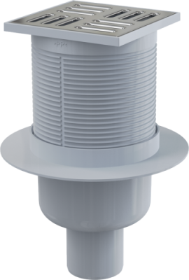 Трап 105х105 50mm прямая подводка решетка из нержавеющей стали гидрозатвор мокрый