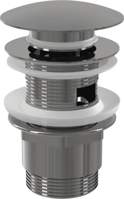 Водослив для умывальника click clack 5 4 A390, цельнометаллический с большой заглушкой