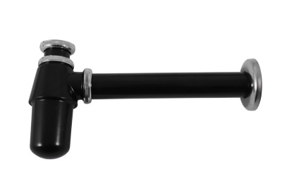 Сифон для умывальника цельнометаллический, круглый, черный матовый хром MD0545CMATC